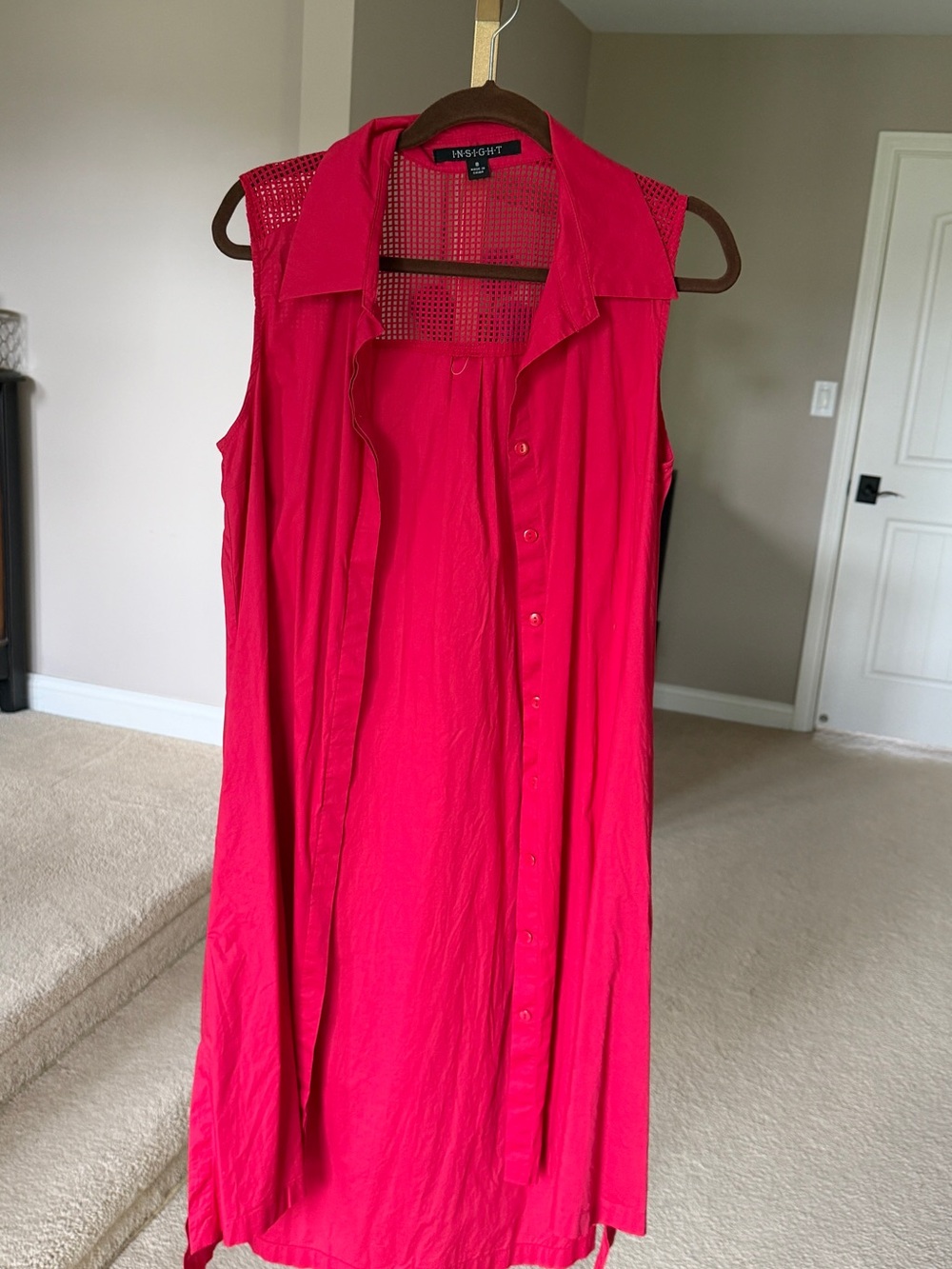 Insight Sleeveless Button-Down Maxi Dress in Fuchsia Pink